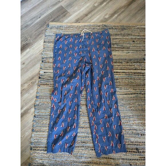 GAP for Good Christmas Sleep Lounge PJ Pants Mens L Blue Bulldog Scarf Jammies - Picture 2 of 8
